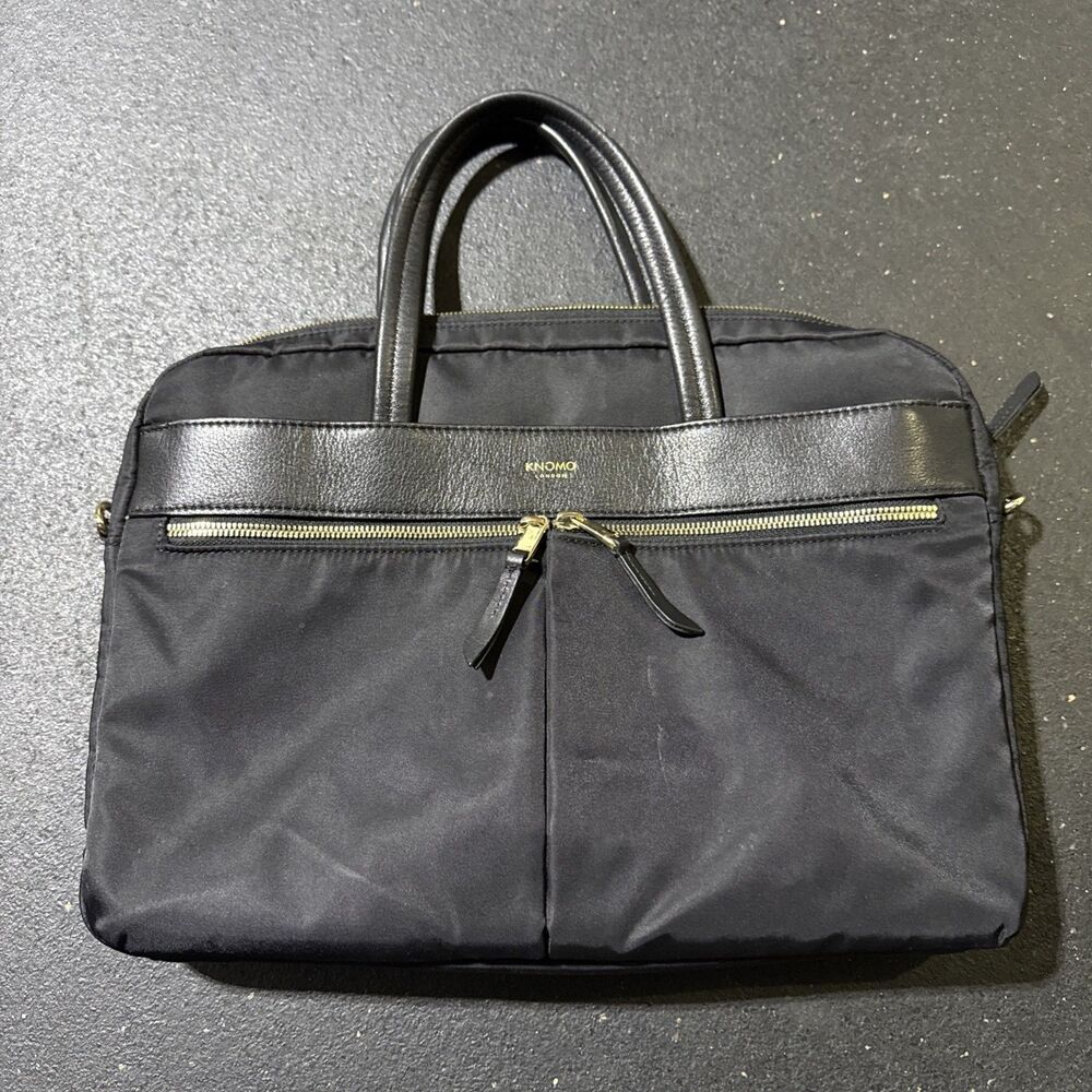Knomo London Hanover 14” Laptop Briefcase Work Bag Black Business Travel Case